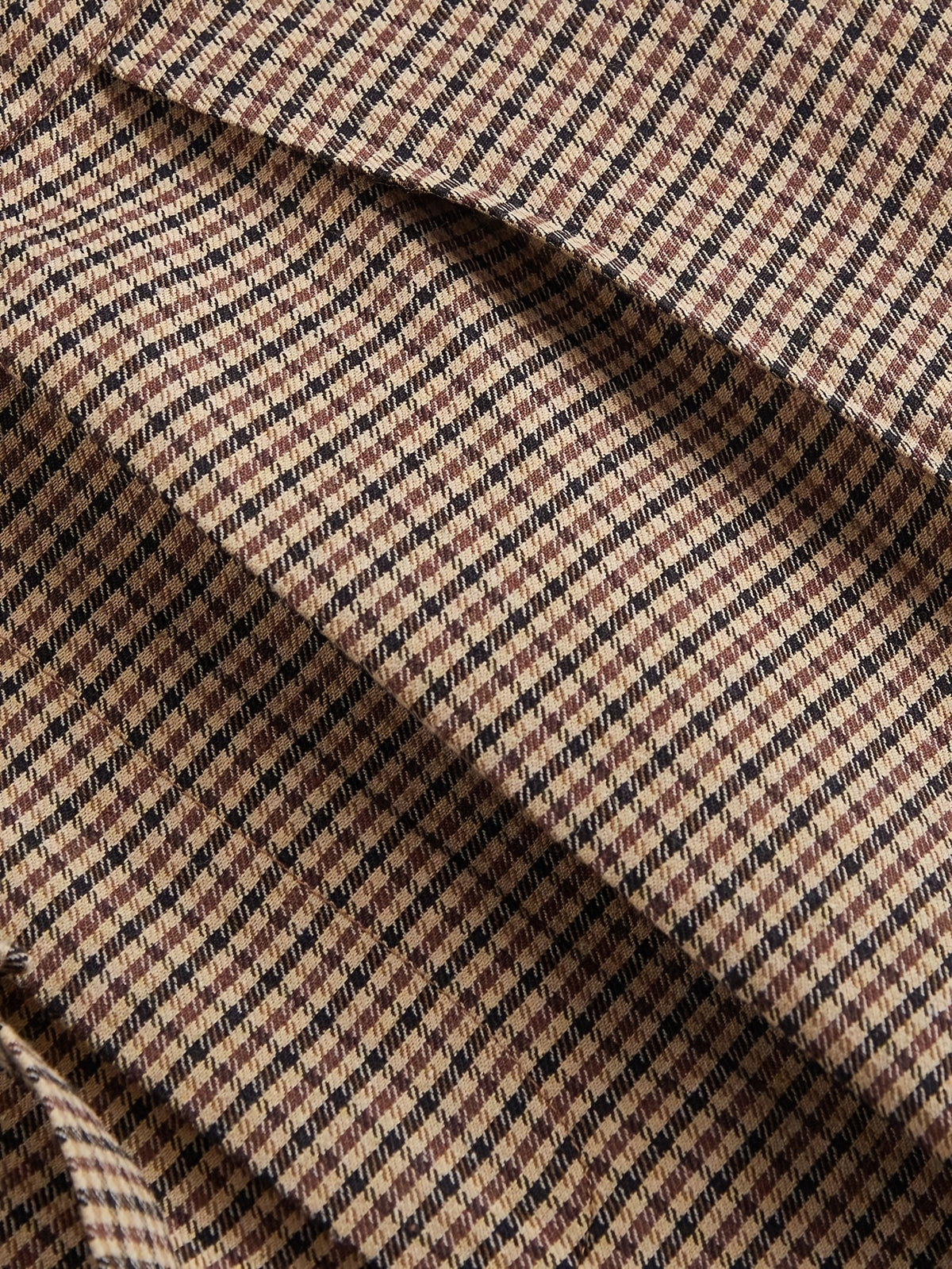 Pantalon Femme Large à Carreaux Marron  Taille Haute à Pinces & Ceinture