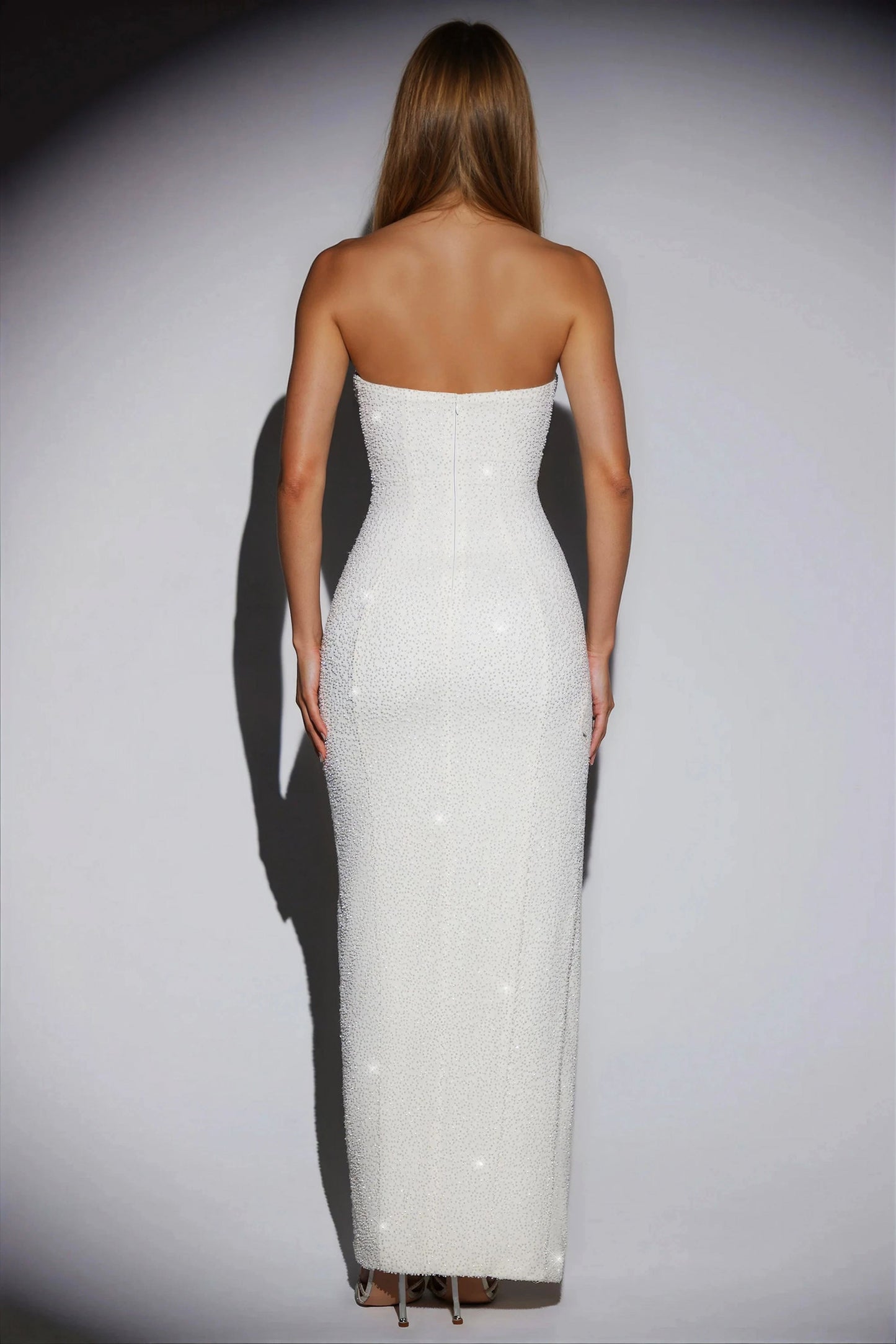 Koriora | Robe Maxi Bodycon Verena — Perles &amp; Bandeau Cowl Fente Cuisse