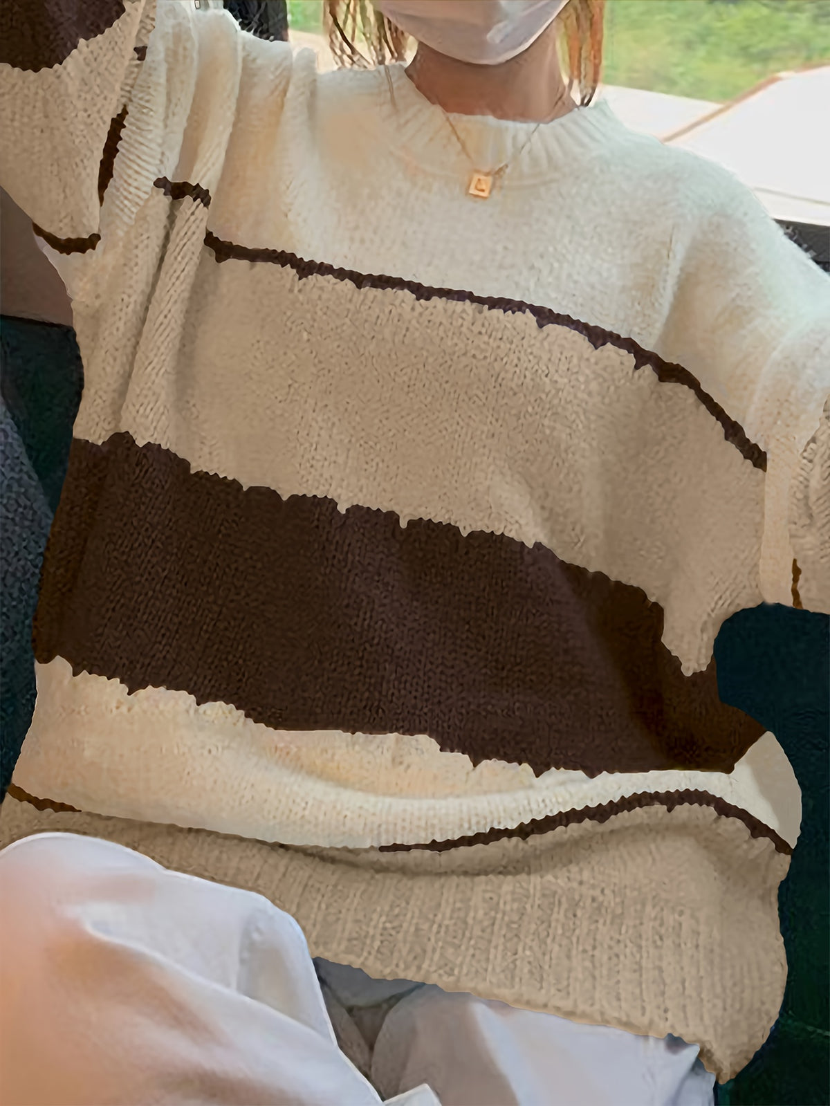 Pull Femme Rayé Multicolore en Maille Douce
