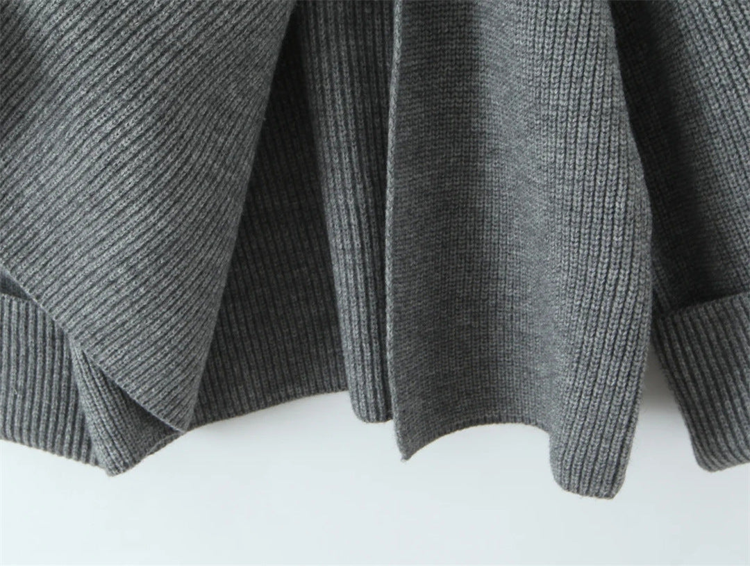 Oversized Scarf-Neck Knitted Jumper – Cosy Autumn-Winter Comfort, Multicolour