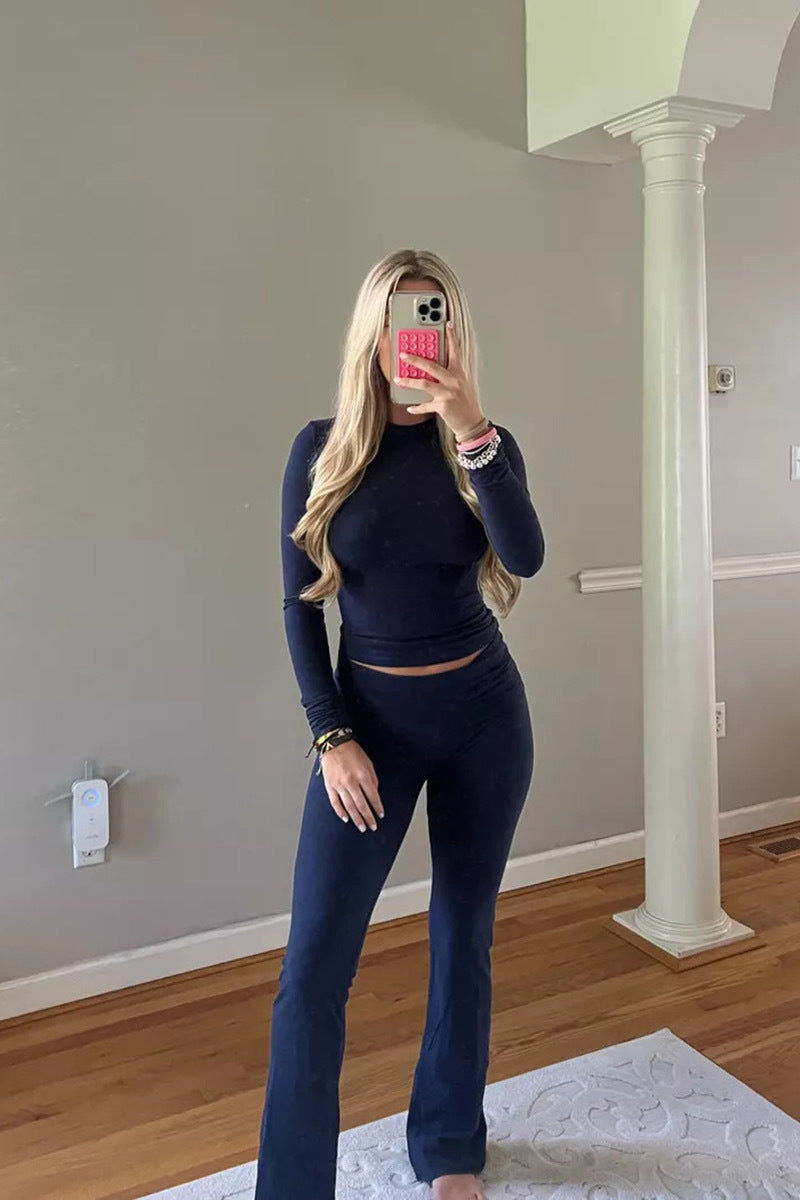 Koriora | Ensemble Femme 2 Pièces – Haut Ajusté & Pantalon Évasé | Confort & Style Tendance