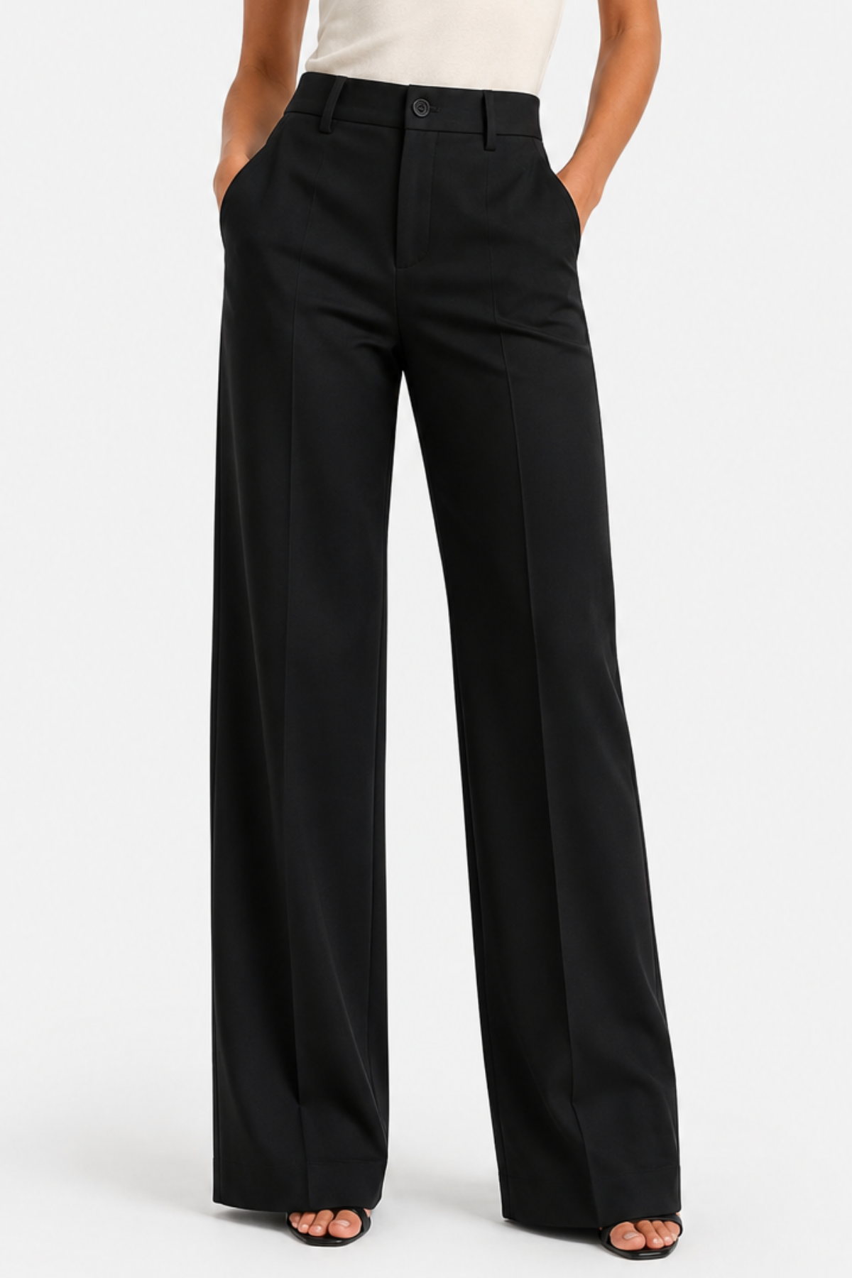 Koriora | Pantalon Tailleur Léa — Pantalon Taille Haute Femme Wide Leg Élégant & Chic