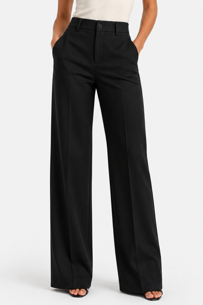 Koriora | Pantalon Tailleur Léa — Pantalon Taille Haute Femme Wide Leg Élégant & Chic
