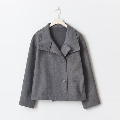 Veste Femme Courte Oversize à Col Montant  Boutonnée & Coupe Ample