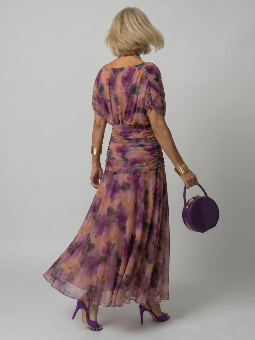 Koriora | Robe Maxi Fluide Cache-Cœur Dégradé — Légère & Élégante