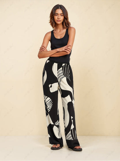 Koriora | Ensemble monochrome élégant – Chemise fluide & pantalon large