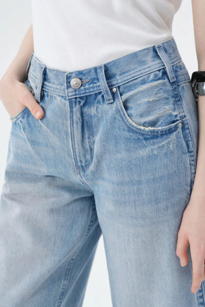 Koriora | Jean Large Bermuda  Femme Denim — Coupe Ample Taille Haute & Style Casual Moderne