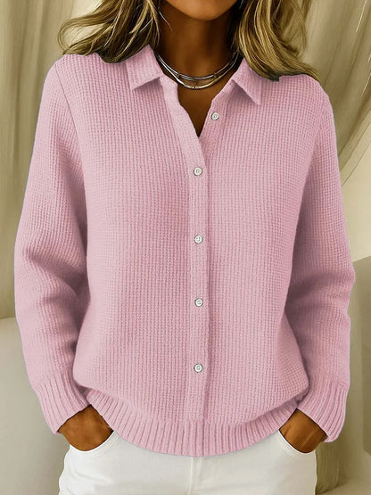 Koriora | Women's Classic-Collar Button-Through Cardigan — Loose Fit and Timeless Versatility