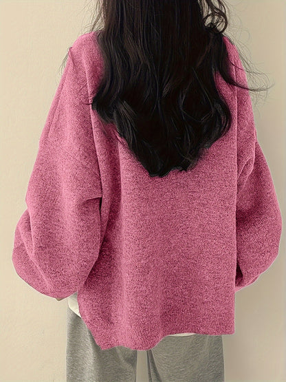 Pull Femme Oversize à Col Rond Maille Ample & Manches Longues
