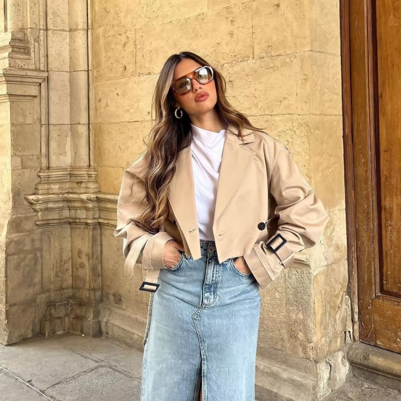Koriora | Trench Court City Chic — Veste Trench Femme Élégante & Mi-Saison Tendance