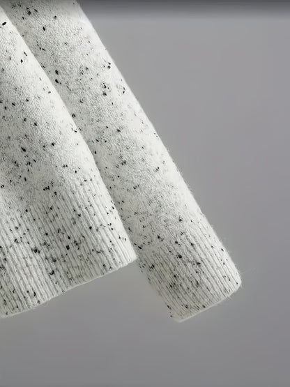 Women's Speckled Knit Set – Roll-Neck Jumper & Wide-Leg Trousers
