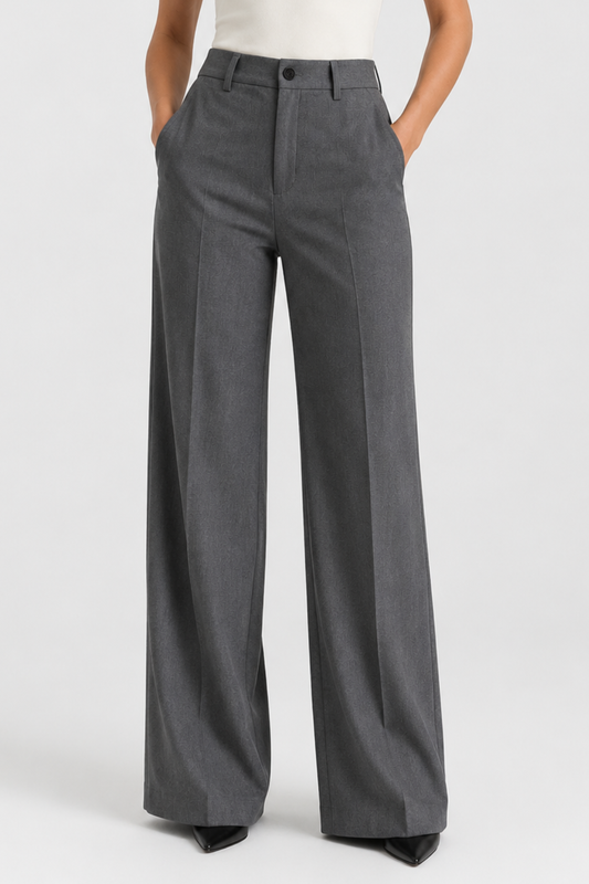 Koriora | Pantalon Tailleur Léa — Pantalon Taille Haute Femme Wide Leg Élégant & Chic