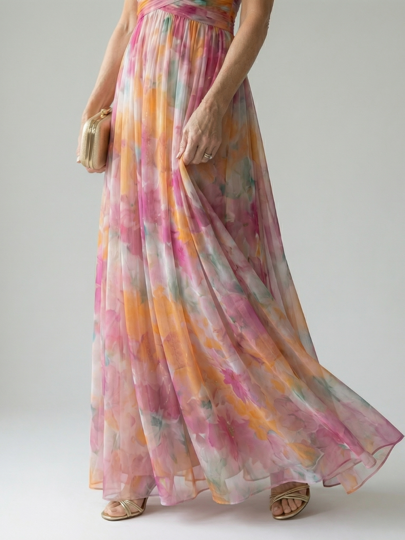 Koriora | Robe Maxi Fluide Cache-Cœur — Légère & Élégante