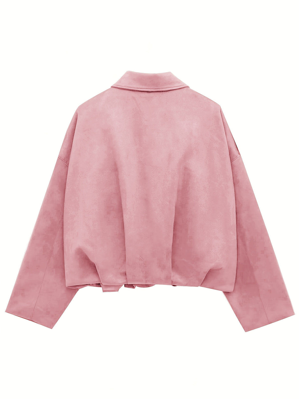Women's Suede-Effect Zip Jacket with Shirt Collar