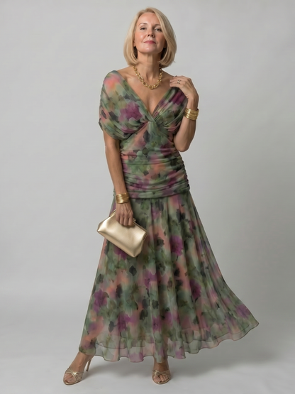 Koriora | Robe Maxi Fluide Cache-Cœur Dégradé — Légère & Élégante