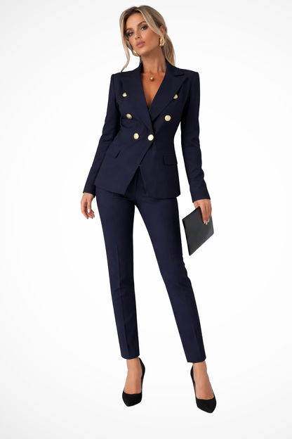 Koriora | Ensemble Tailleur Blazer Croisé Femme — Coupe Ajustée & Sophistication Affirmée
