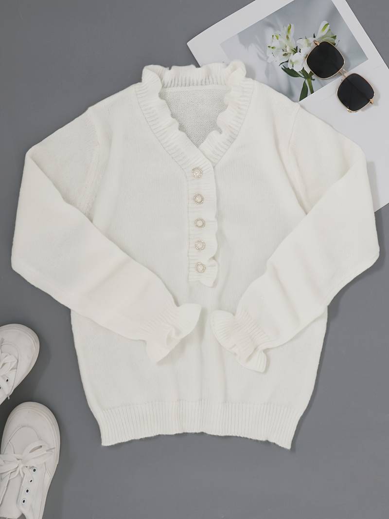 Koriora | Women's Ruffle Blouse with Decorative Buttons – Elegant and Comfortable