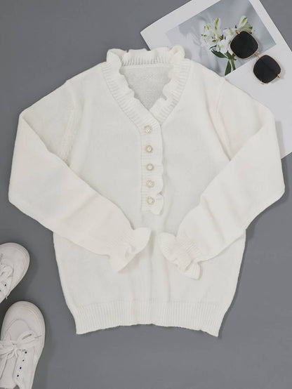 Koriora | Women's Ruffle Blouse with Decorative Buttons – Elegant and Comfortable