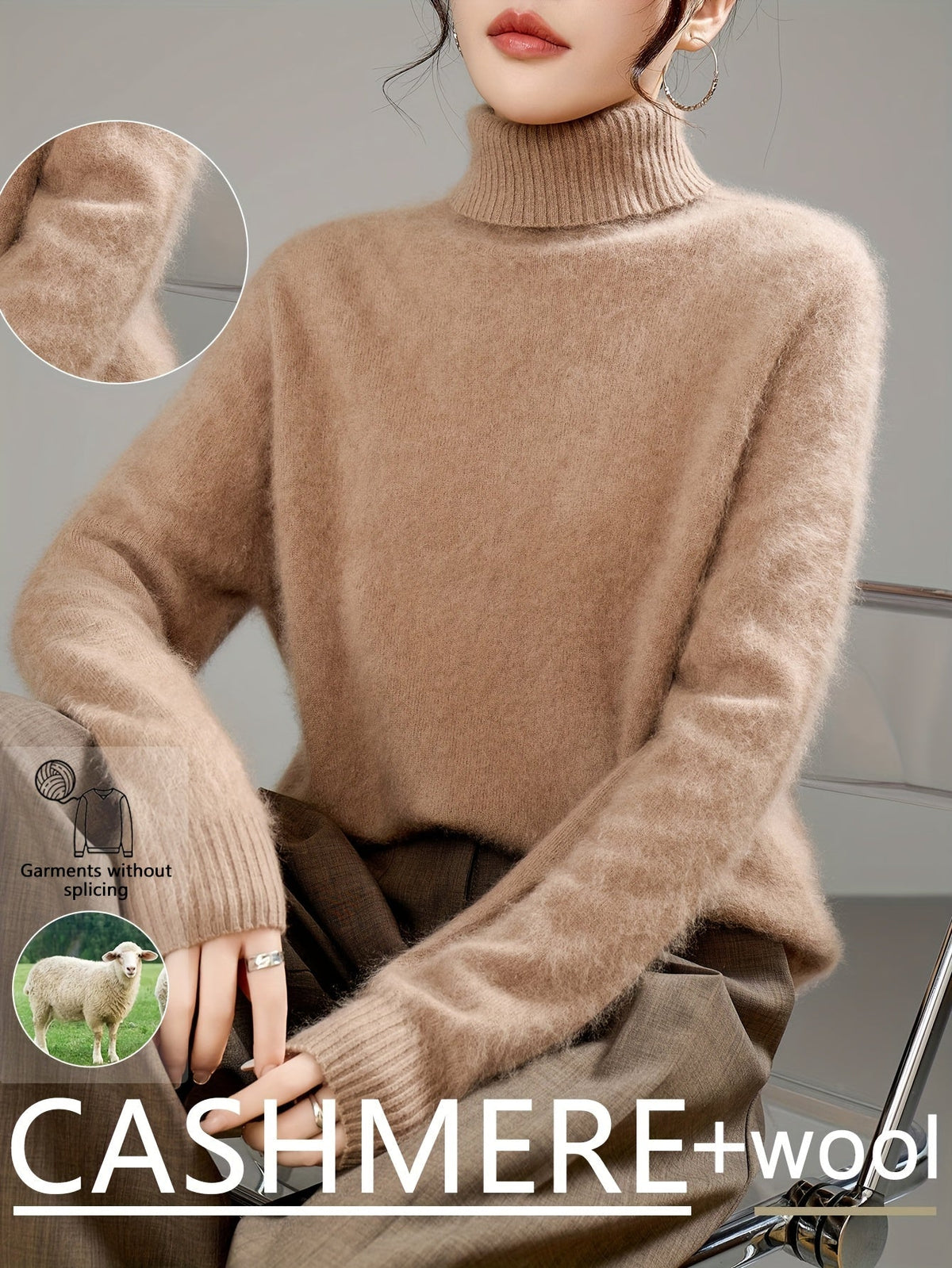 Women's Roll-Neck Jumper – Soft Knit and Relaxed Fit