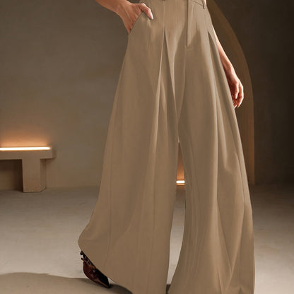 Pantalon Palazzo Femme Taille Haute  Coupe Très Large à Plis