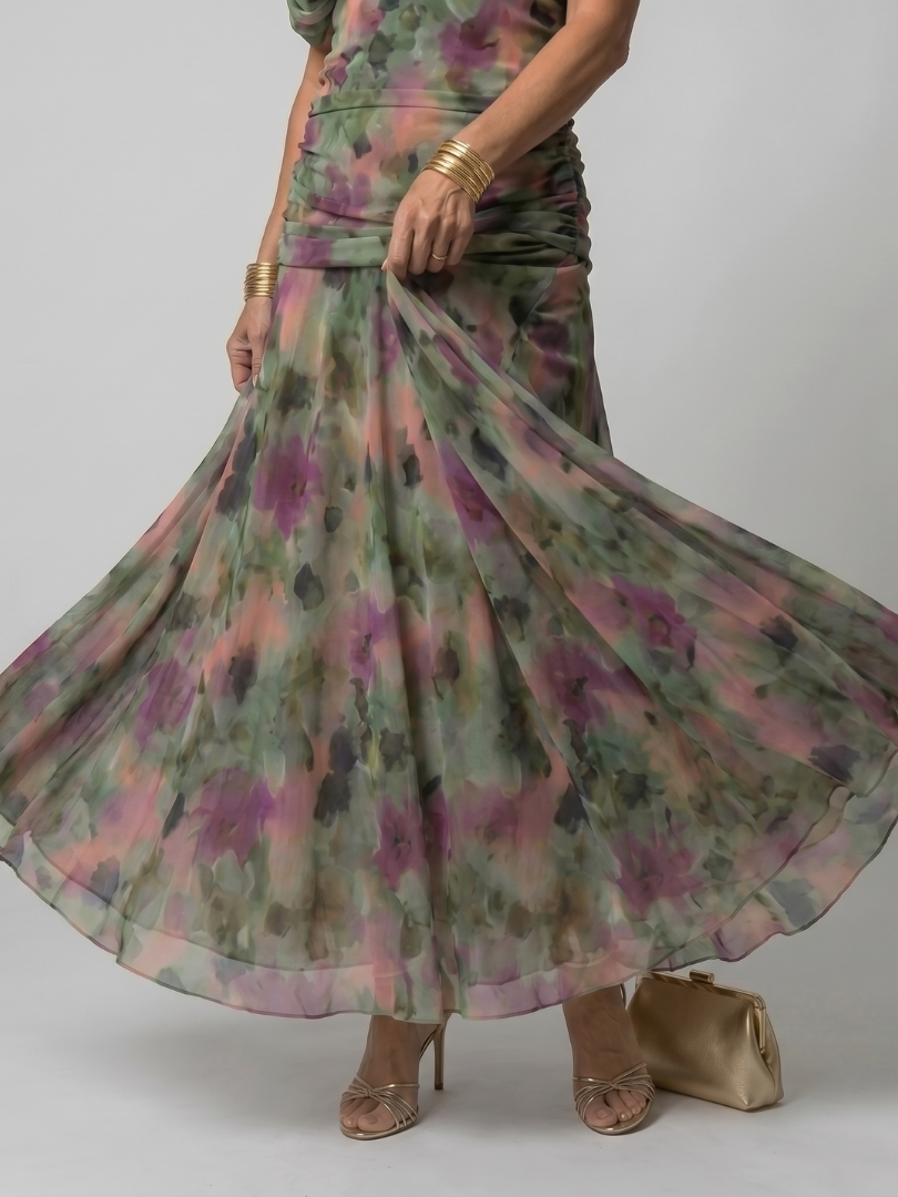 Koriora | Robe Maxi Fluide Cache-Cœur Dégradé — Légère & Élégante