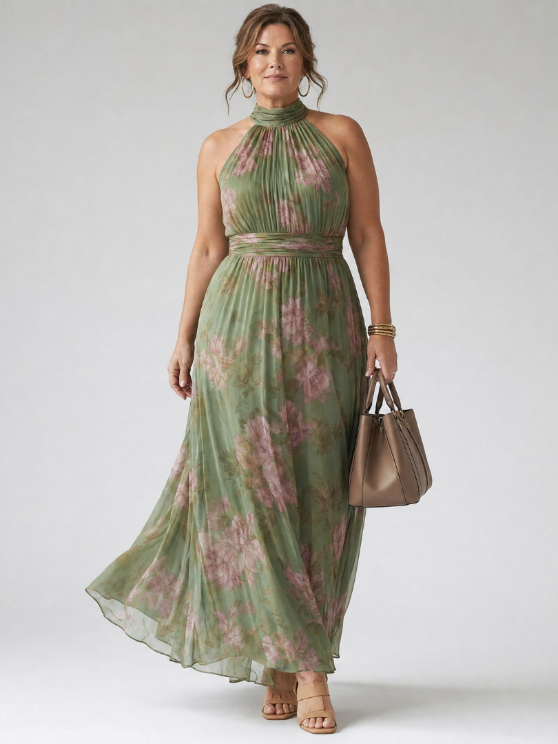 Koriora | Robe Midi Halter Florale — Légère & Confortable