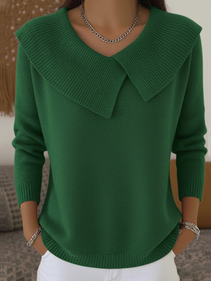 Koriora | Women's Oversized Peter Pan Collar Jumper — Ribbed Trims and Refined Feminine Elegance