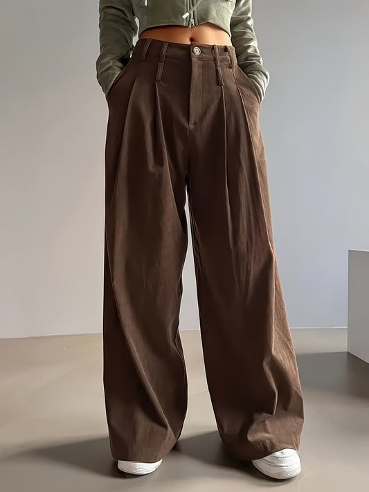 Women's High Waisted Ribbed Wide Leg Trousers