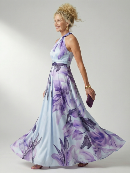Koriora | Robe Maxi Halter Florale Grand Motif — Fluide & Élégante