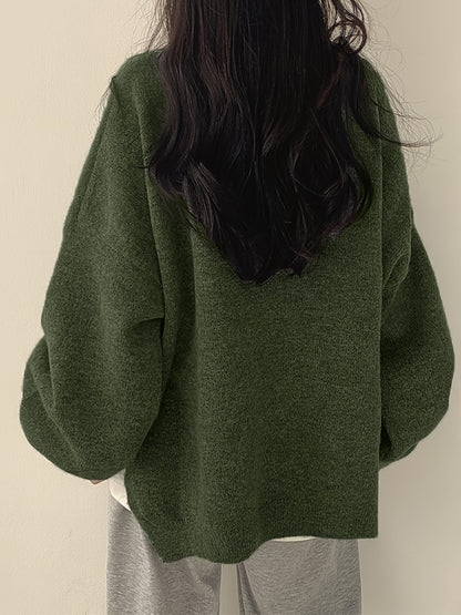 Pull Femme Oversize à Col Rond Maille Ample & Manches Longues