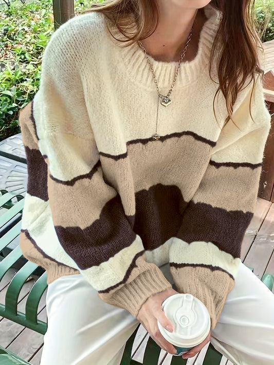 Pull Femme Rayé Multicolore en Maille Douce