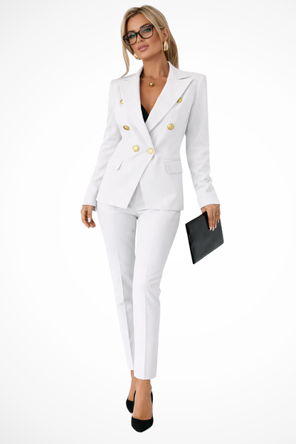 Koriora | Ensemble Tailleur Blazer Croisé Femme — Coupe Ajustée & Sophistication Affirmée