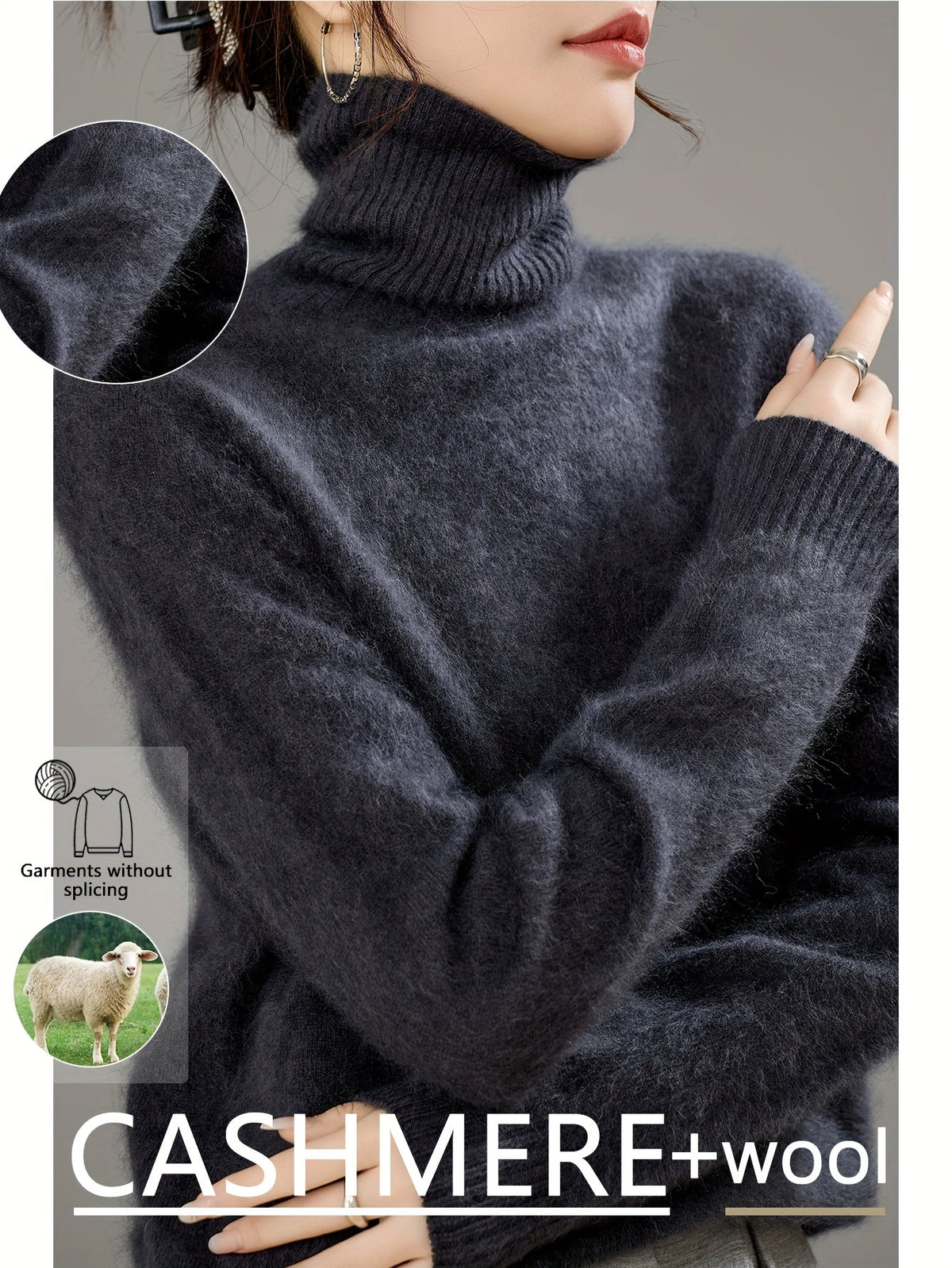 Women's Roll-Neck Jumper – Soft Knit and Relaxed Fit