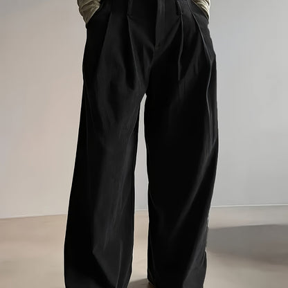 Pantalon Femme Côtelé Taille Haute à Coupe Large Décontracté Élégant