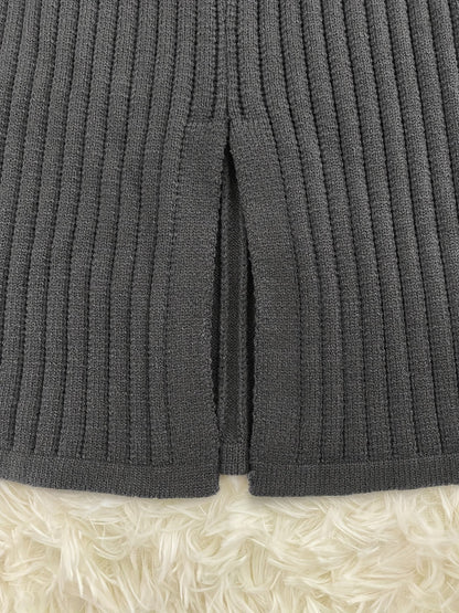 Léonie Women's Ribbed Knit High-Neck Jumper & Midi Skirt Set