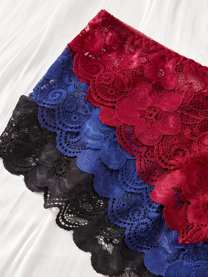 Koriora | Lot de 3 Ensembles Lingerie Dentelle Fleurie — Brassière Coussinets & Culotte Assortie