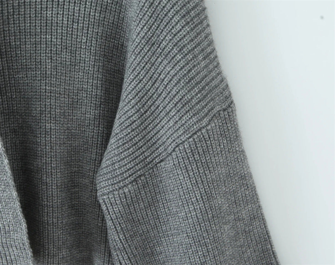 Oversized Scarf-Neck Knitted Jumper – Cosy Autumn-Winter Comfort, Multicolour