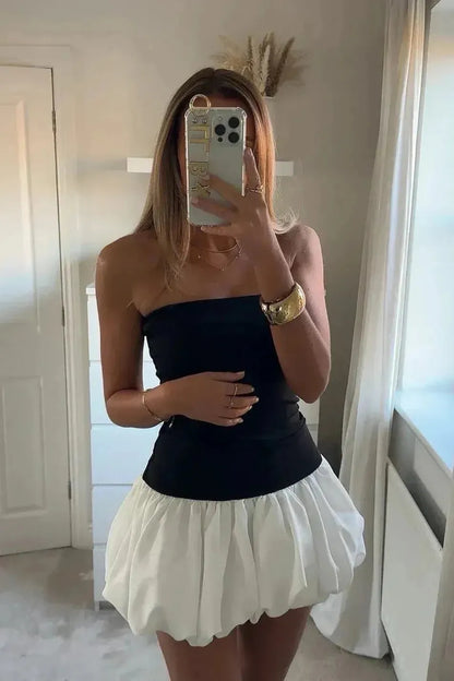Danielle - Robe mini à ourlet bouffant