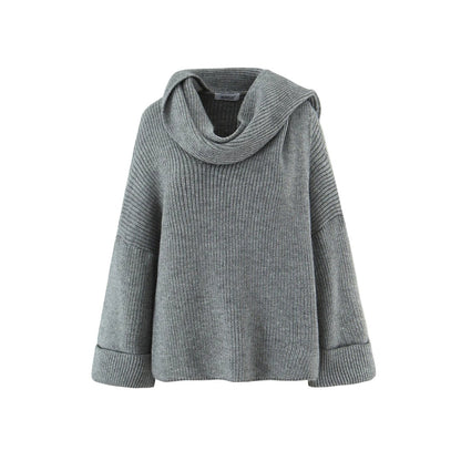 Oversized Scarf-Neck Knitted Jumper – Cosy Autumn-Winter Comfort, Multicolour