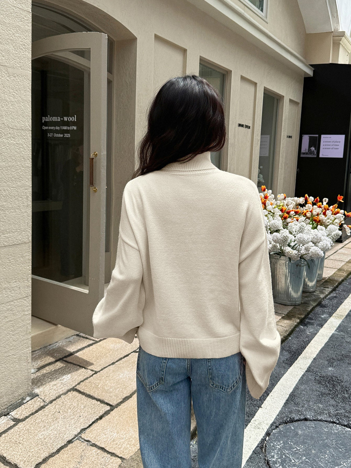 Koriora | "Camille" Plain High-Neck Jumper — Soft Knit Autumn-Winter Essential, Cream / Pink / Yellow / Sky Blue