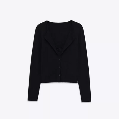 Koriora Cardigan Maille Fine avec Caraco Intégré – Gilet Femme Élégant