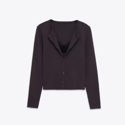 Koriora Cardigan Maille Fine avec Caraco Intégré – Gilet Femme Élégant