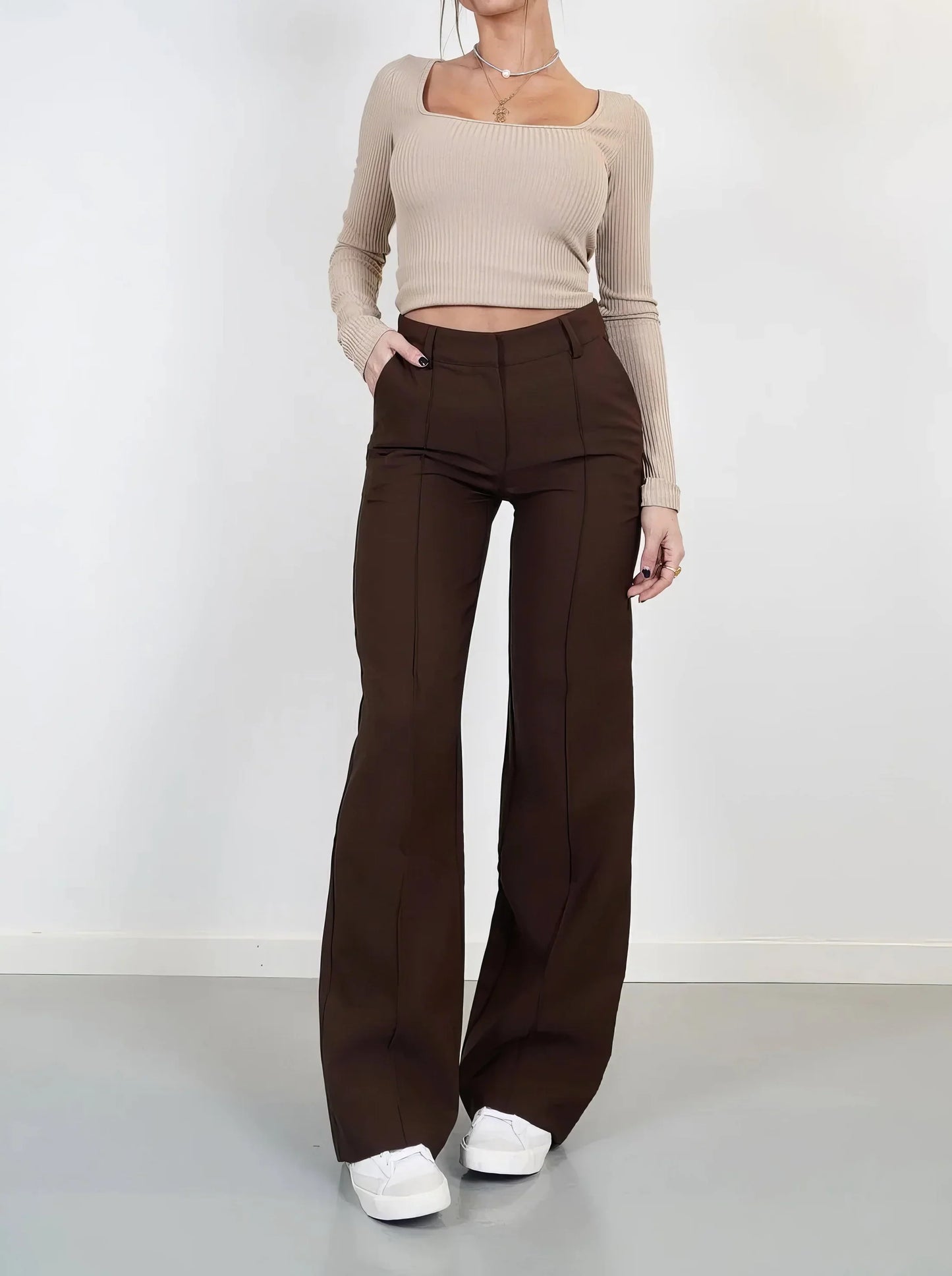 Koriora | Pantalon Large Luna — Pantalon Taille Haute Femme Wide Leg Élégant & Chic