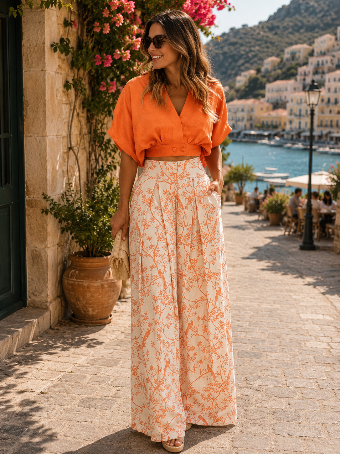 Koriora | Ensemble Deux Pièces Blouse & Pantalon Fluide Imprimé — Chic Décontracté