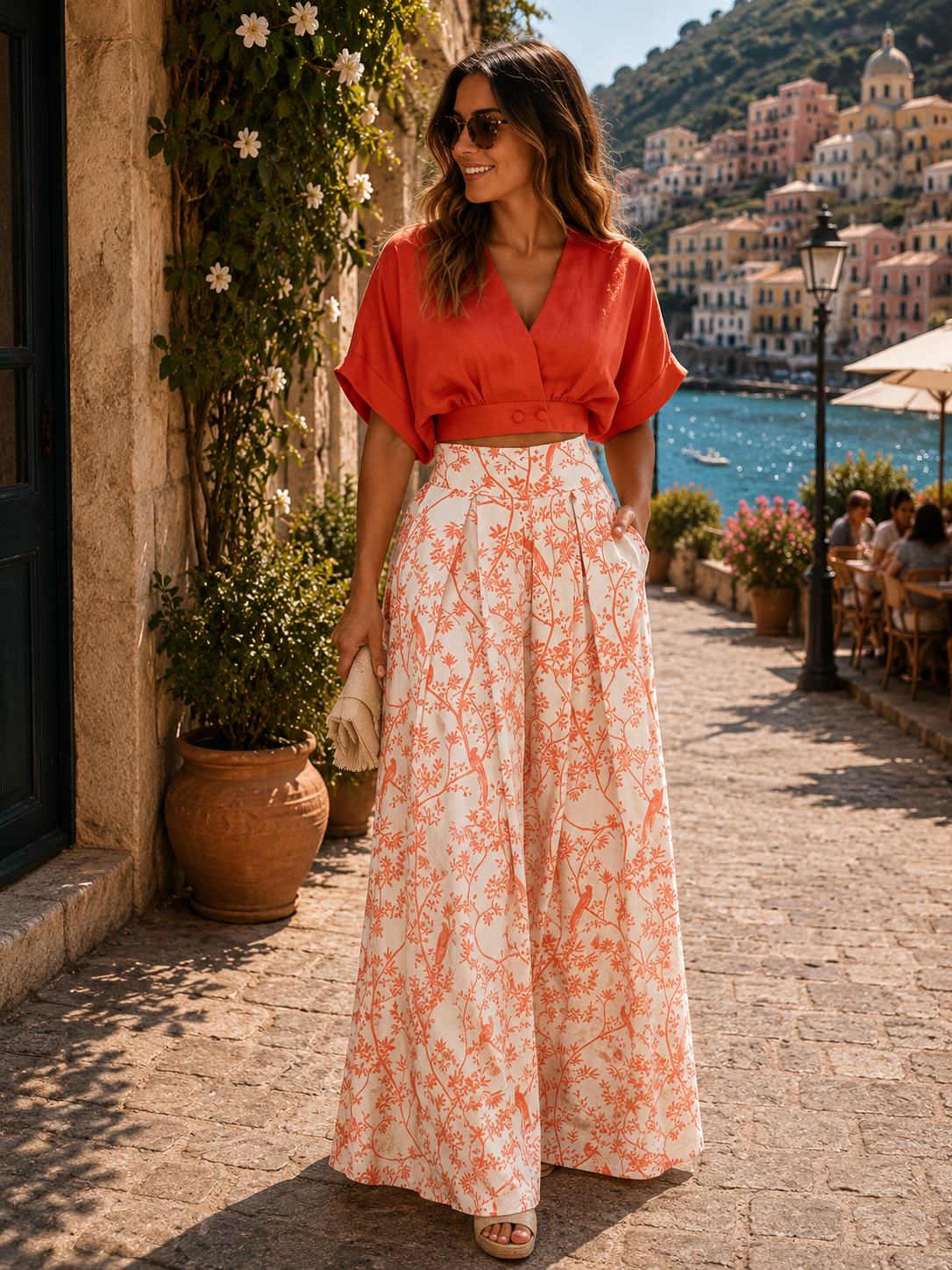 Koriora | Ensemble Deux Pièces Blouse & Pantalon Fluide Imprimé — Chic Décontracté