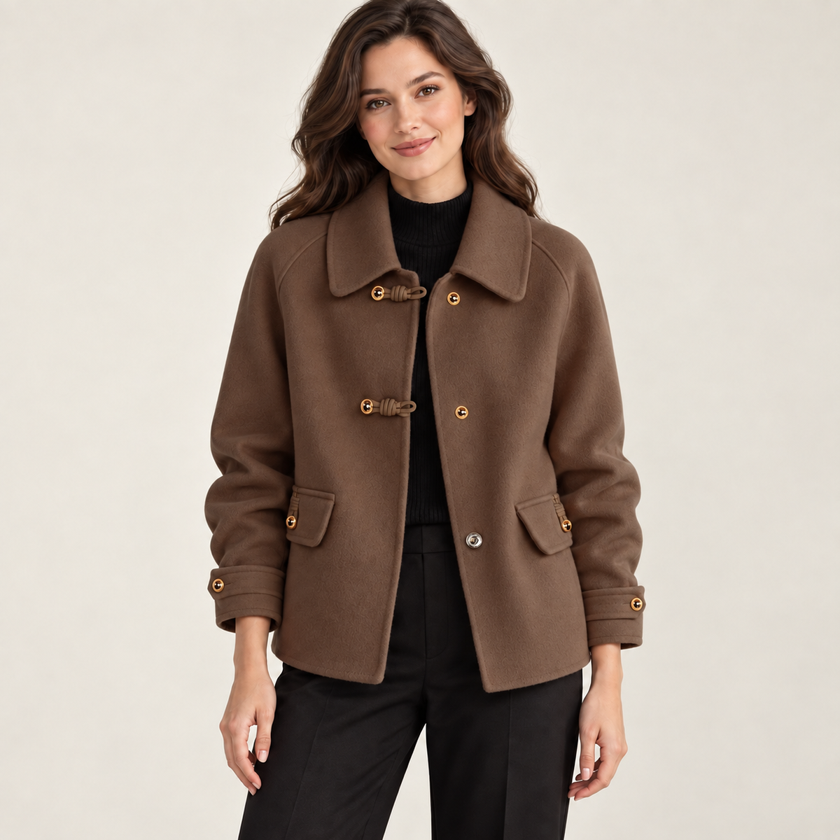 Women's Peter Pan Collar Blazer with Gold-Tone Details