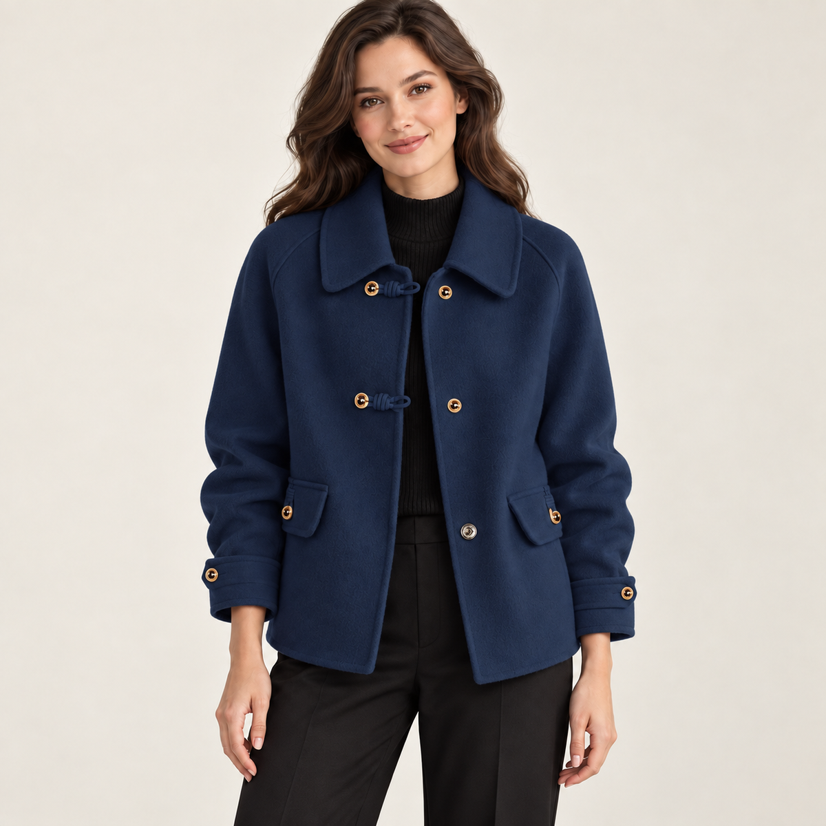 Women's Peter Pan Collar Blazer with Gold-Tone Details