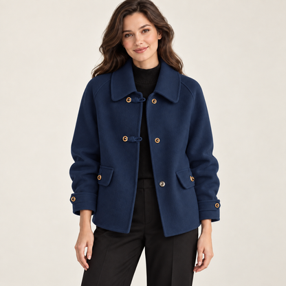 Women's Peter Pan Collar Blazer with Gold-Tone Details