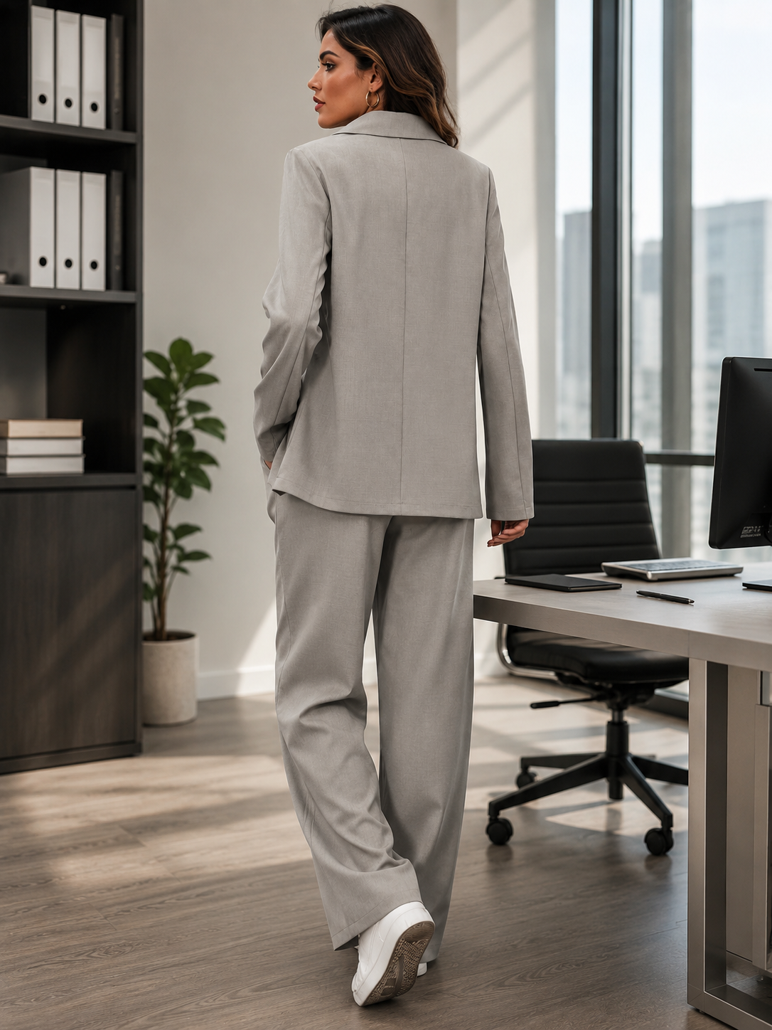 Camille Women's Double-Breasted Blazer & Wide-Leg Trouser Suit