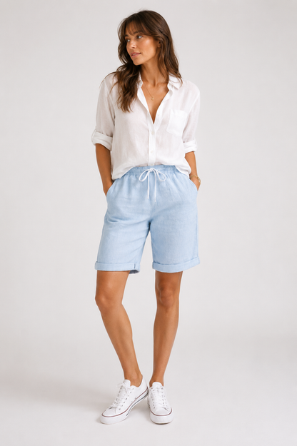 Koriora | Pantalon Capri Lin Aveline — Coupe Fluide & Élégance Naturelle